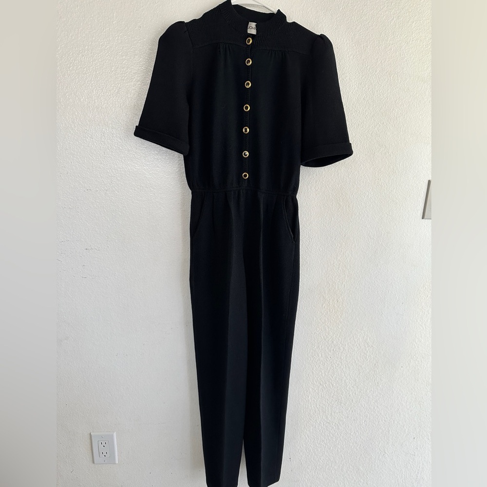 Vintage 80’s St John Black Button-Up knit Jumpsuit